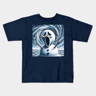 Frosty Frenzy: The Snowman’s Scream Kids T-Shirt